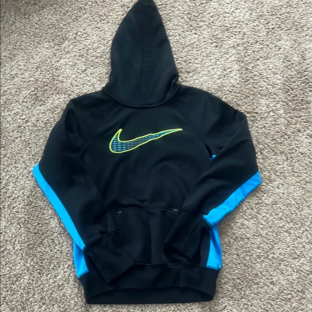 Nike Black and Blue Hooded Sweatshirt